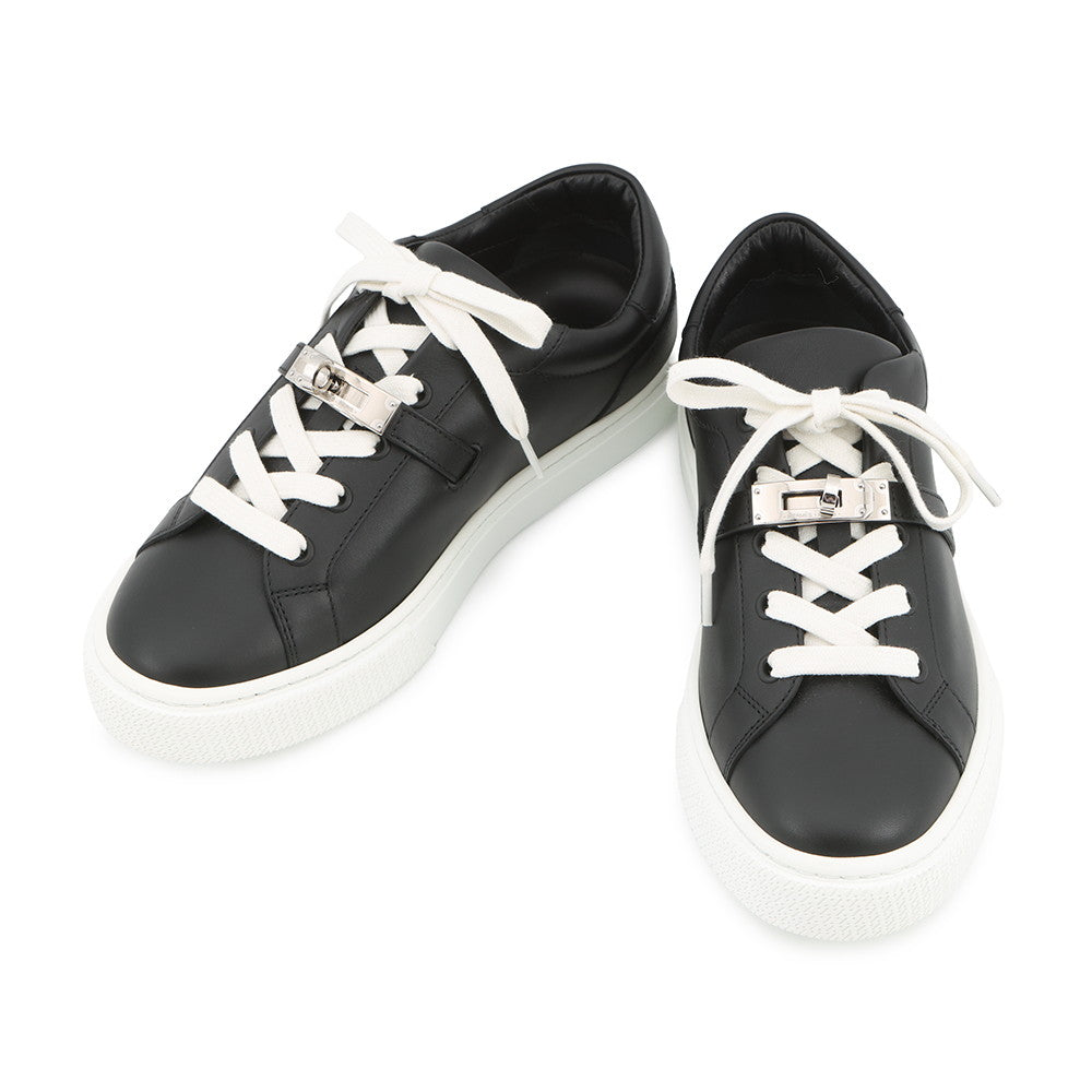HERMES Sneakers Day Black Leather Size 36