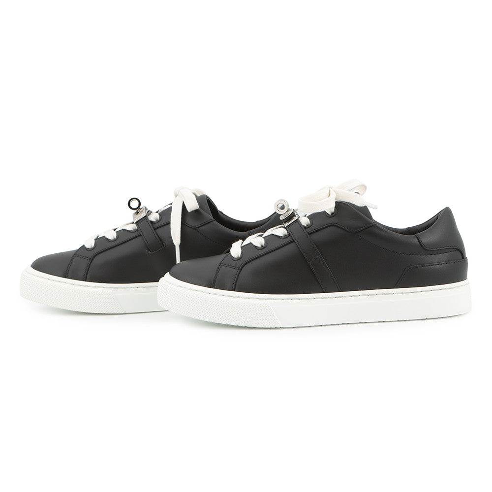 HERMES Sneakers Day Black Leather Size 36