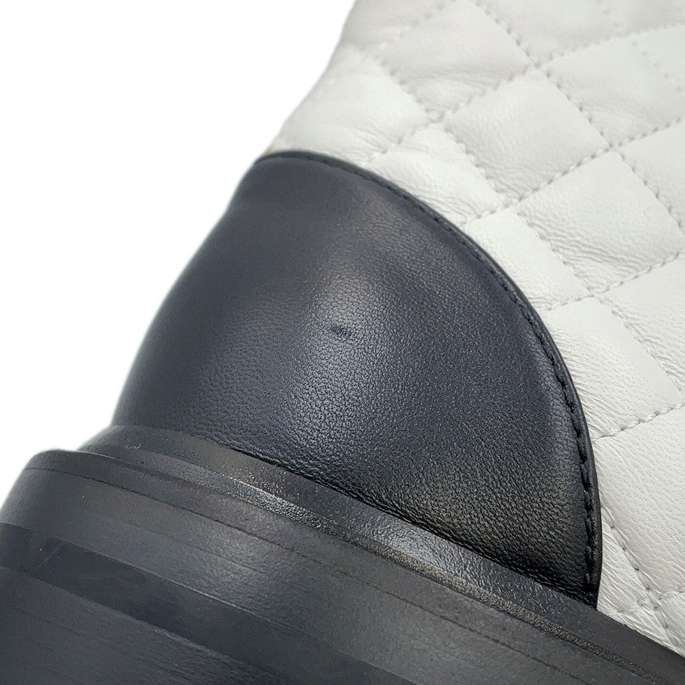 CHANEL CC Logo High-Top Sneakers White/BlackG36424 Leather Size 36H