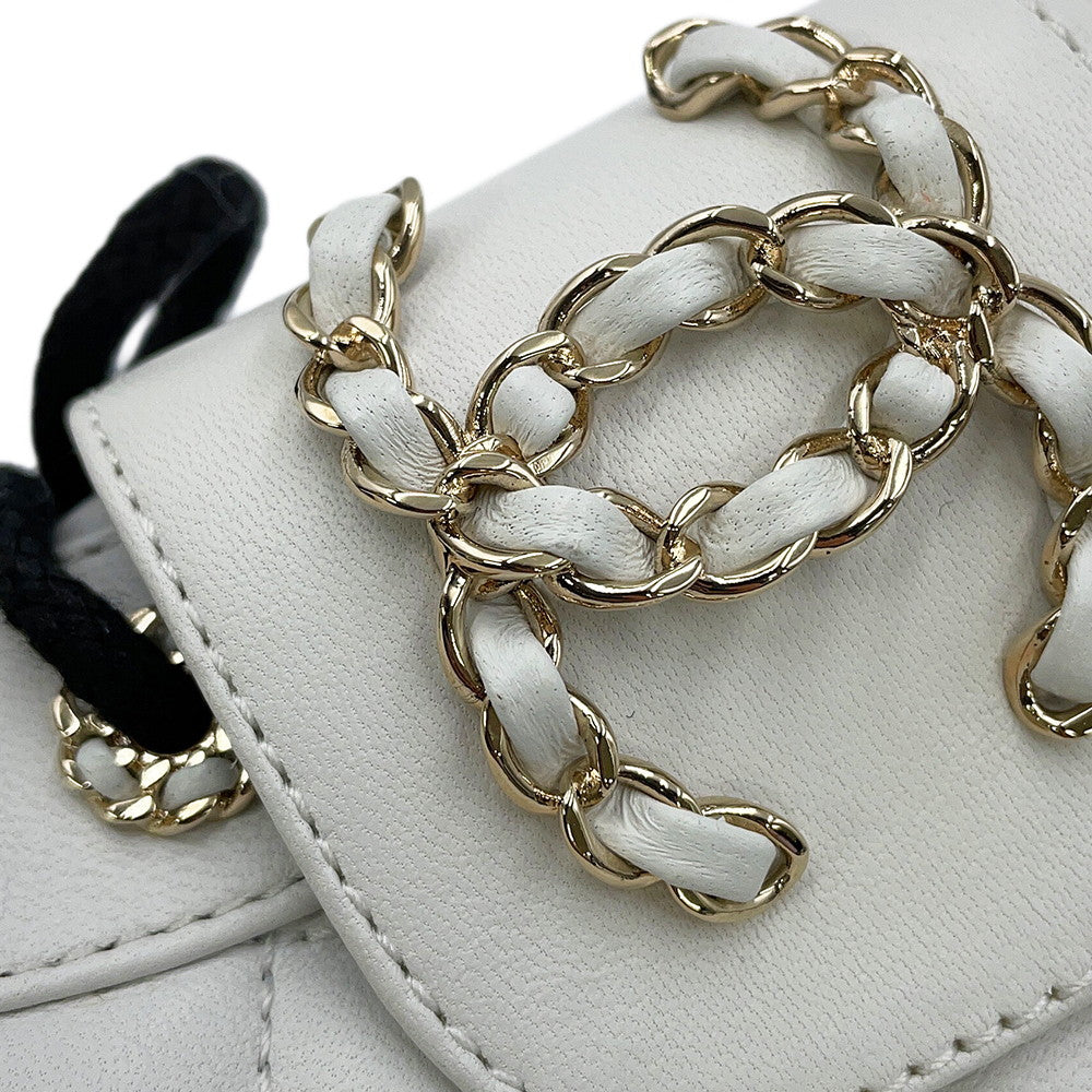 CHANEL CC Logo High-Top Sneakers White/BlackG36424 Leather Size 36H