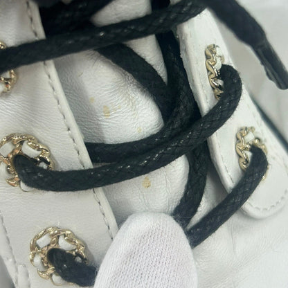 CHANEL CC Logo High-Top Sneakers White/BlackG36424 Leather Size 36H