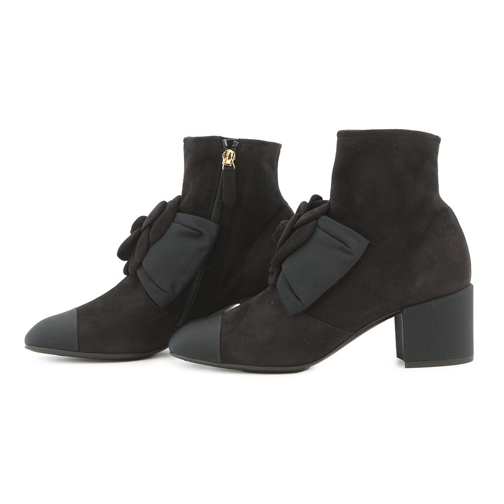 CHANEL Camellia short boots BlackG45310 suede Size 37C