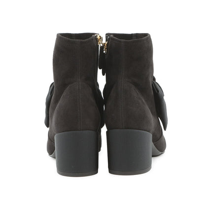 CHANEL Camellia short boots BlackG45310 suede Size 37C