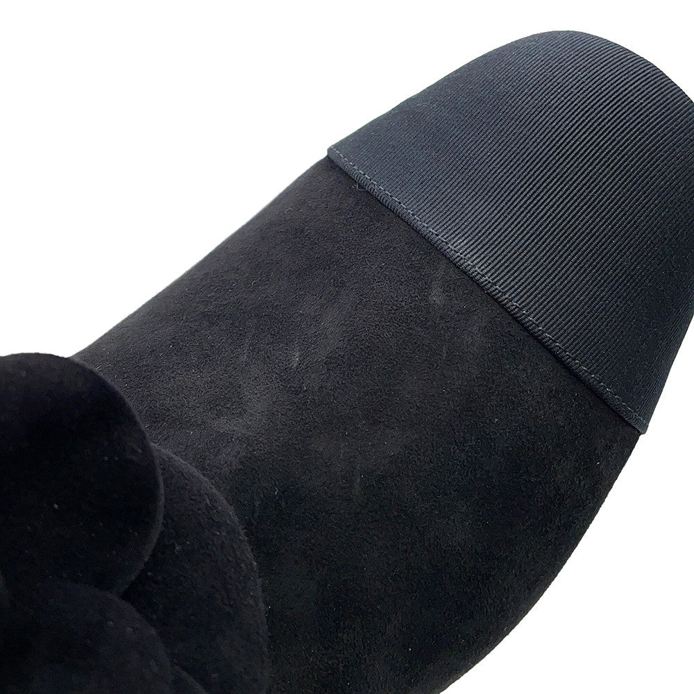 CHANEL Camellia short boots BlackG45310 suede Size 37C