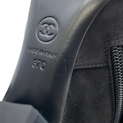 CHANEL Camellia short boots BlackG45310 suede Size 37C