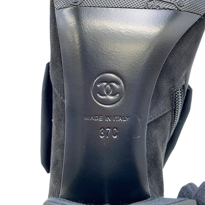 CHANEL Camellia short boots BlackG45310 suede Size 37C