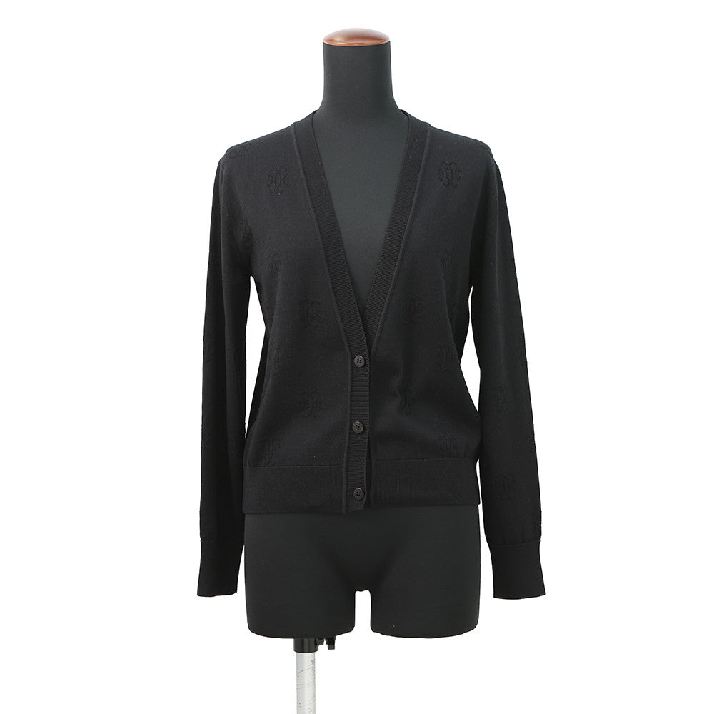 HERMES H lift cardigan Size 36 Black Silk57% Cotton43%