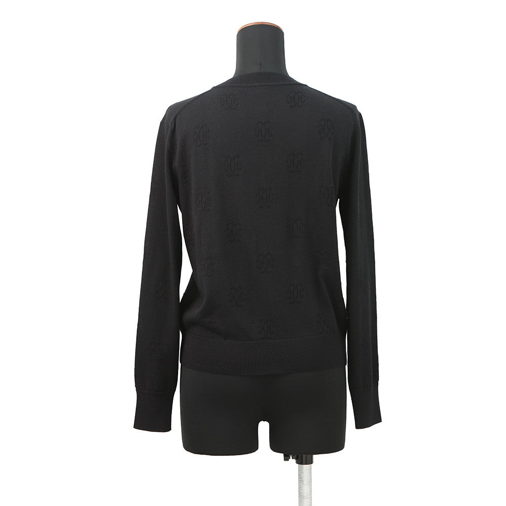 HERMES H lift cardigan Size 36 Black Silk57% Cotton43%