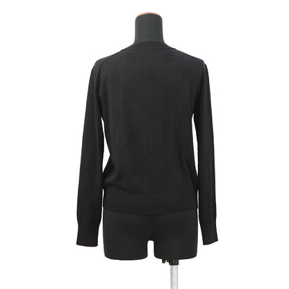 HERMES H lift cardigan Size 36 Black Silk57% Cotton43%