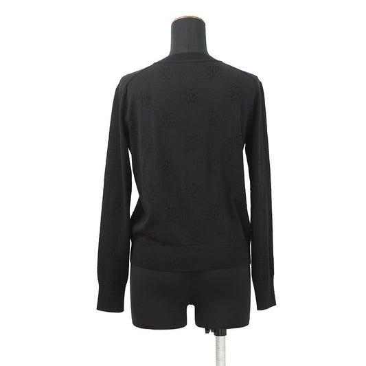 HERMES H lift cardigan Size 36 Black Silk57% Cotton43%