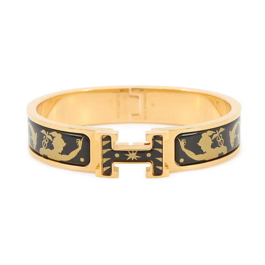 HERMES ClicH Drawn in by the charm of Orpheus Size PM Black/Gold Metal Enamel