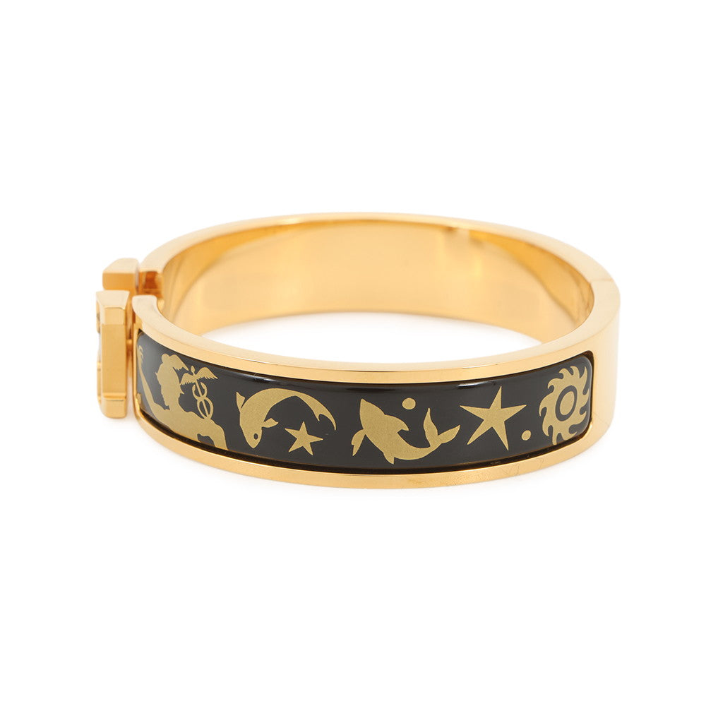HERMES ClicH Drawn in by the charm of Orpheus Size PM Black/Gold Metal Enamel