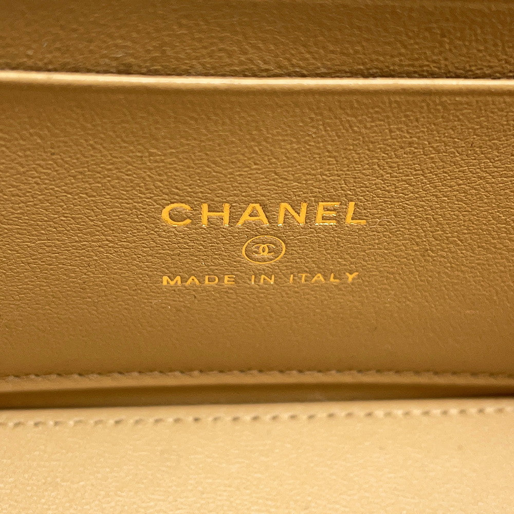 CHANEL Matelasse Top Handle Chain Vanity Bag BeigeAP2199 Lambskin