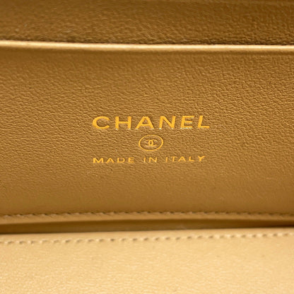 CHANEL Matelasse Top Handle Chain Vanity Bag BeigeAP2199 Lambskin