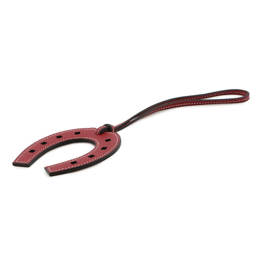 HERMES Paddockfaire Cheval Horseshoe Bag Charm Rouge Grenat Swift Leather