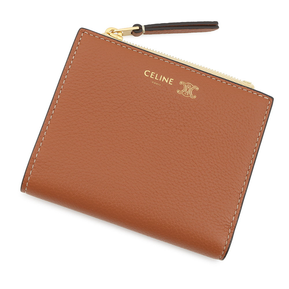 CELINE Compact Wallet Triomphe Stamp Soft Tongue / Soft CreamL100H2O54.GHD1 Supple Grained Calf Leather