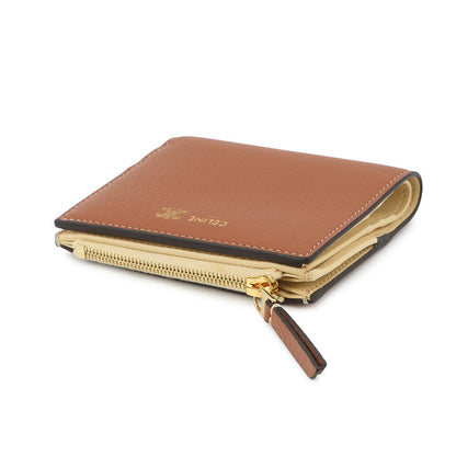 CELINE Compact Wallet Triomphe Stamp Soft Tongue / Soft CreamL100H2O54.GHD1 Supple Grained Calf Leather