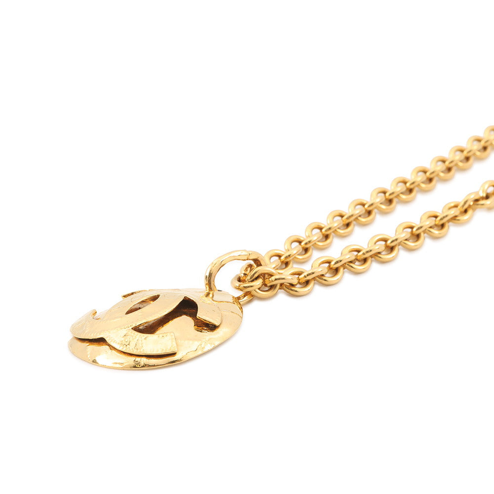 CHANEL Matelasse CC Logo Long Necklace Metal