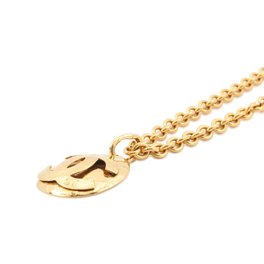 CHANEL Matelasse CC Logo Long Necklace Metal