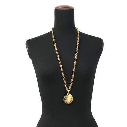 CHANEL Matelasse CC Logo Long Necklace Metal