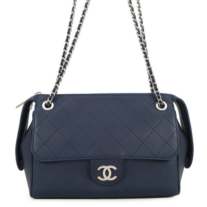CHANEL Chain Shoulder Bag Navy Lambskin