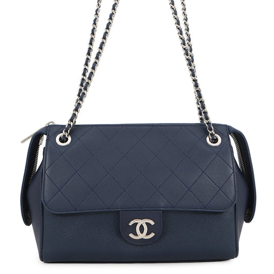 CHANEL Chain Shoulder Bag Navy Lambskin