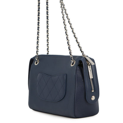 CHANEL Chain Shoulder Bag Navy Lambskin
