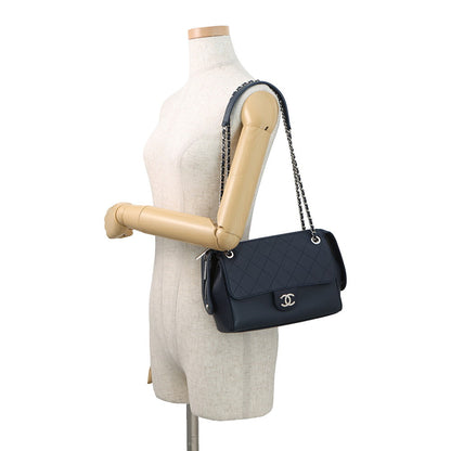 CHANEL Chain Shoulder Bag Navy Lambskin