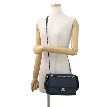 CHANEL Chain Shoulder Bag Navy Lambskin