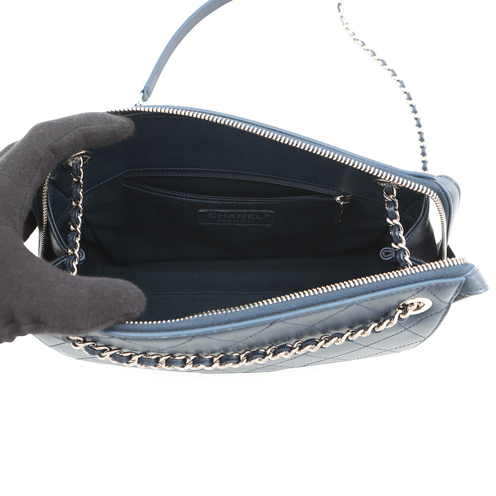 CHANEL Chain Shoulder Bag Navy Lambskin