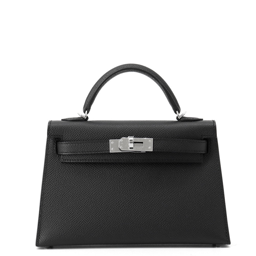 HERMES Mini Kelly 2 Black Epsom Size K PN 575 AT