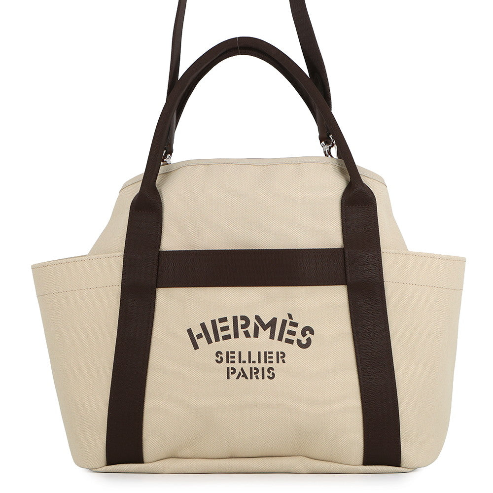 HERMES Sucked Pansage Groom Beige・Sabour/Feu Toile Chevrons Canvas
