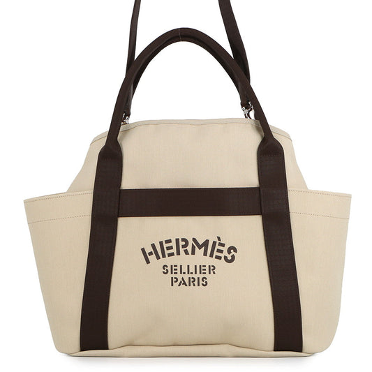 HERMES Sucked Pansage Groom Beige・Sabour/Feu Toile Chevrons Canvas