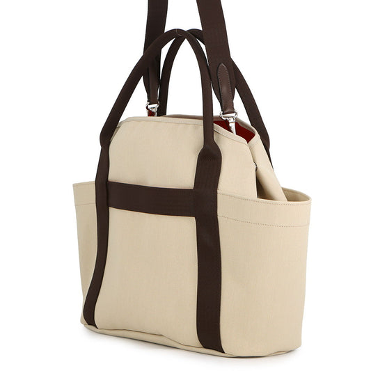 HERMES Sucked Pansage Groom Beige・Sabour/Feu Toile Chevrons Canvas