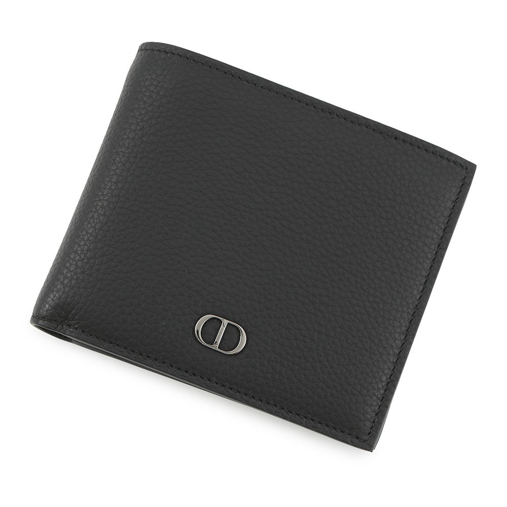 Dior CD Icon Bi-fold Wallet Black2ESBC027CDI_H00N Grained CalfLeather