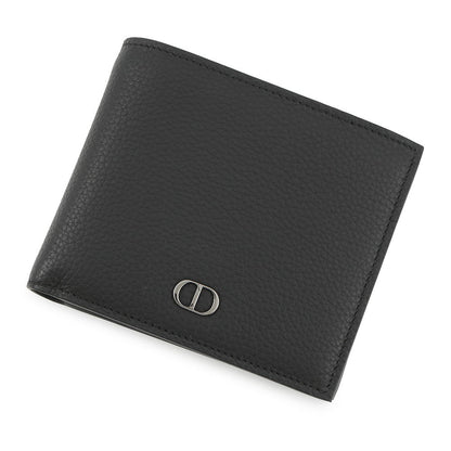 Dior CD Icon Bi-fold Wallet Black2ESBC027CDI_H00N Grained CalfLeather