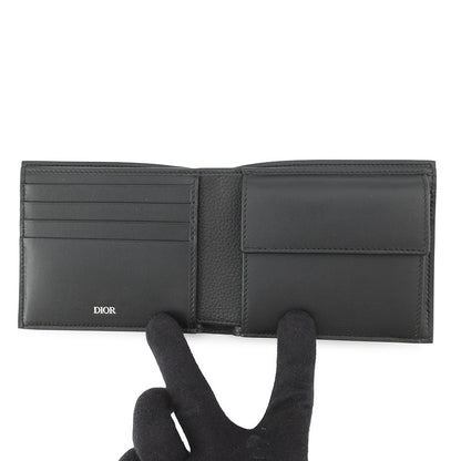Dior CD Icon Bi-fold Wallet Black2ESBC027CDI_H00N Grained CalfLeather