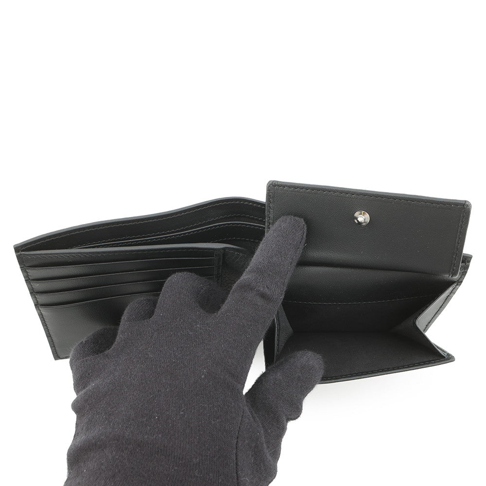 Dior CD Icon Bi-fold Wallet Black2ESBC027CDI_H00N Grained CalfLeather