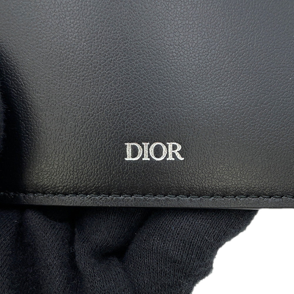 Dior CD Icon Bi-fold Wallet Black2ESBC027CDI_H00N Grained CalfLeather