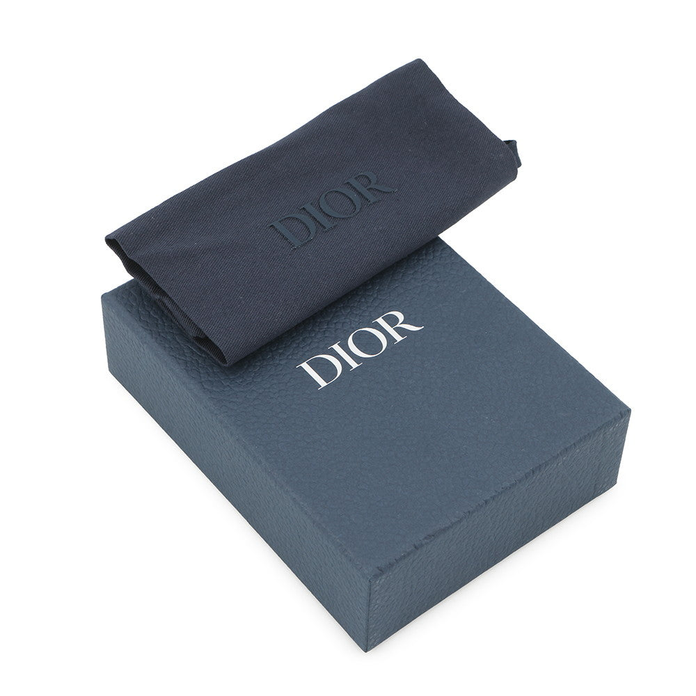Dior CD Icon Bi-fold Wallet Black2ESBC027CDI_H00N Grained CalfLeather