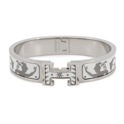 HERMES ClicH Drawn in by the charm of Orpheus Size PM White/Silver Metal Enamel