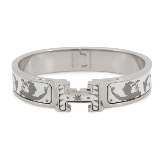 HERMES ClicH Drawn in by the charm of Orpheus Size PM White/Silver Metal Enamel