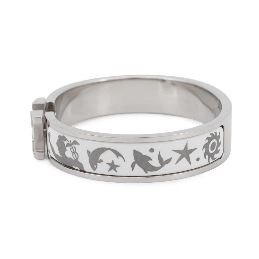 HERMES ClicH Drawn in by the charm of Orpheus Size PM White/Silver Metal Enamel