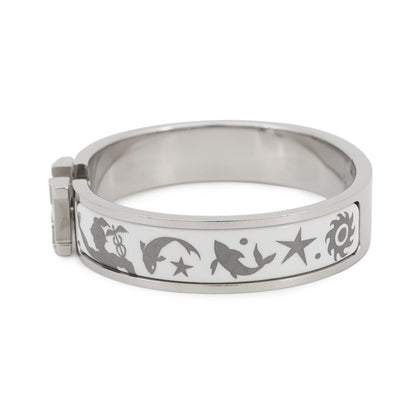 HERMES ClicH Drawn in by the charm of Orpheus Size PM White/Silver Metal Enamel