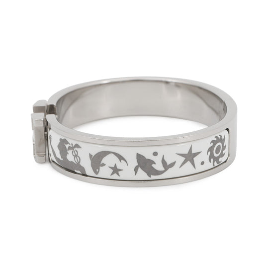 HERMES ClicH Drawn in by the charm of Orpheus Size PM White/Silver Metal Enamel