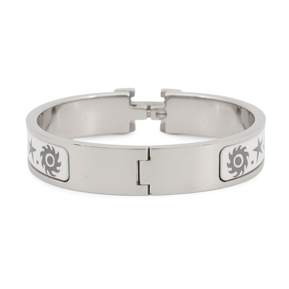 HERMES ClicH Drawn in by the charm of Orpheus Size PM White/Silver Metal Enamel