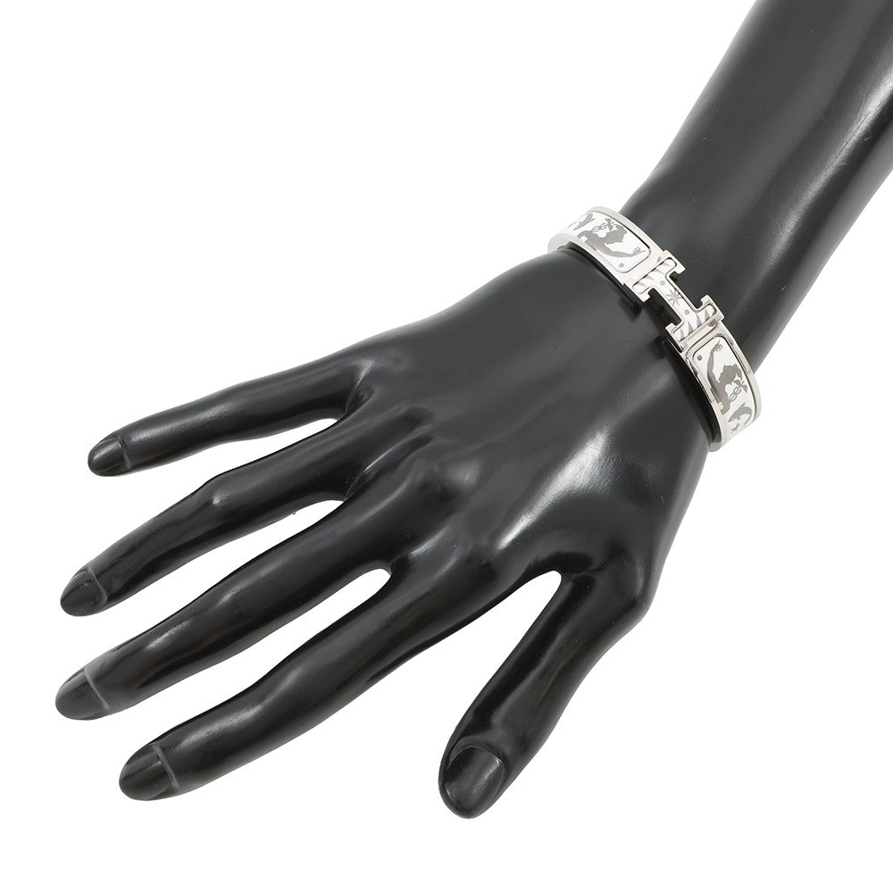 HERMES ClicH Drawn in by the charm of Orpheus Size PM White/Silver Metal Enamel