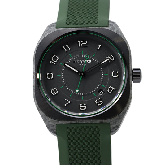 HERMES H08 H42mm×W39mm Glass fiber composite material TI Ceramic Rubber Black/Green DialSP1.746