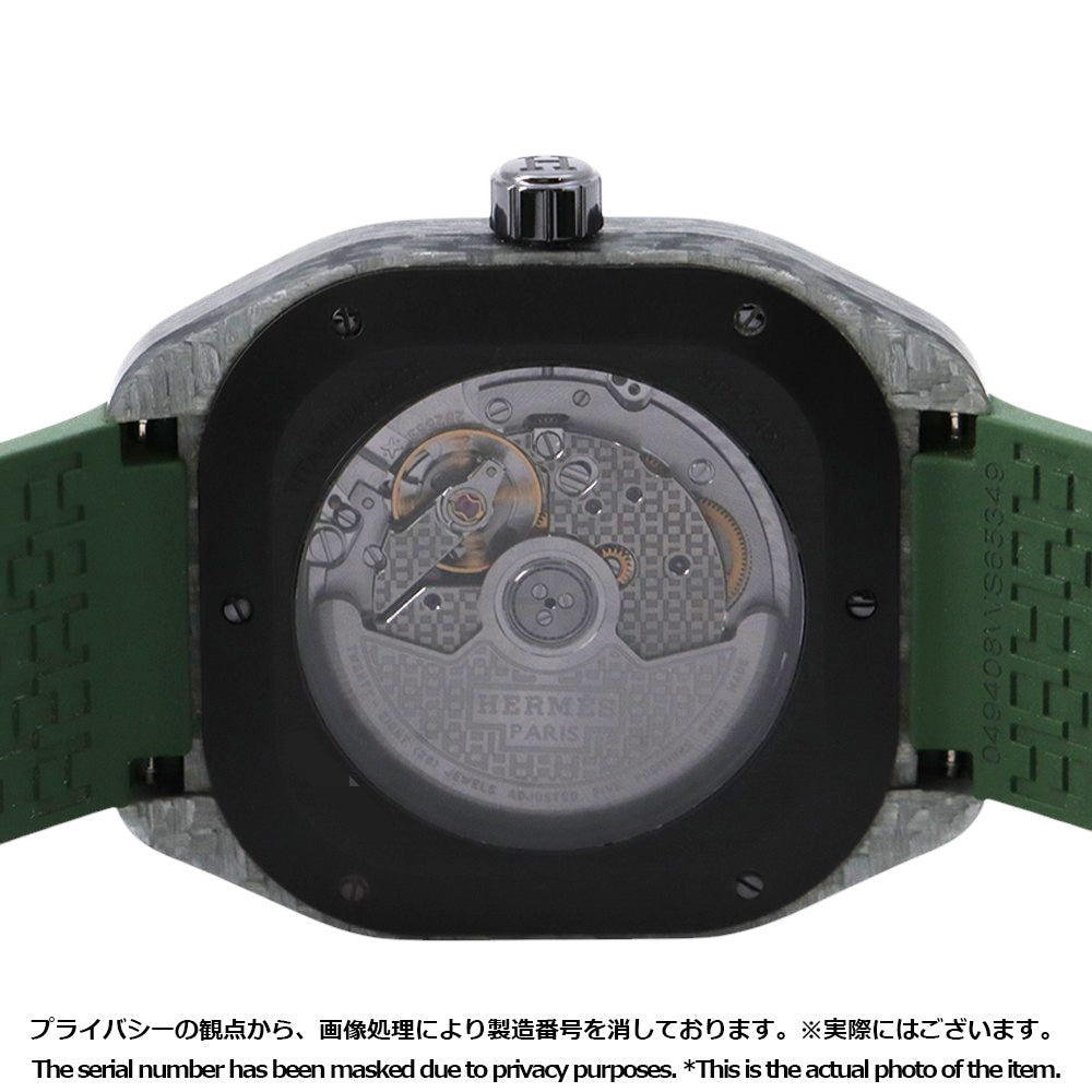 HERMES H08 H42mm×W39mm Glass fiber composite material TI Ceramic Rubber Black/Green DialSP1.746