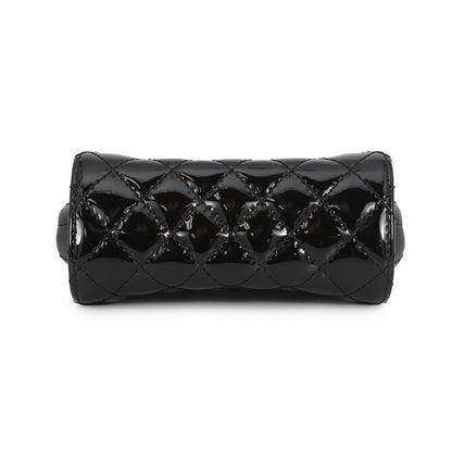 CHANEL Matelasse Kiss Lock ChainShoulder Bag Black Patent Leather Leather